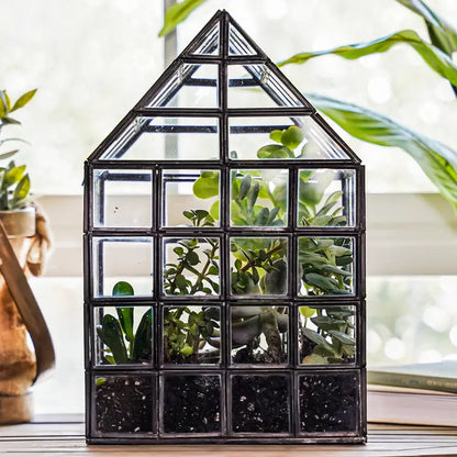 Lattice House Glass Terrarium Modern Greenhouse Planter - Urban Ashram