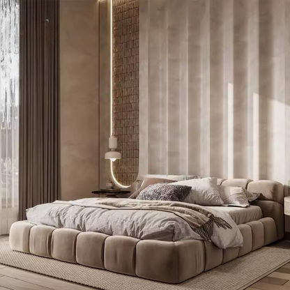 Modern Tufty Zen Bed - Upholstered Velvet - Urban Ashram