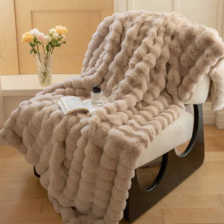 Luxurious Faux Rabbit Fur Throw Blanket - Urban Ashram
