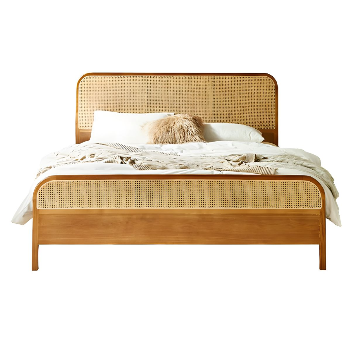 Tula Wooden Rattan Bed - Urban Ashram