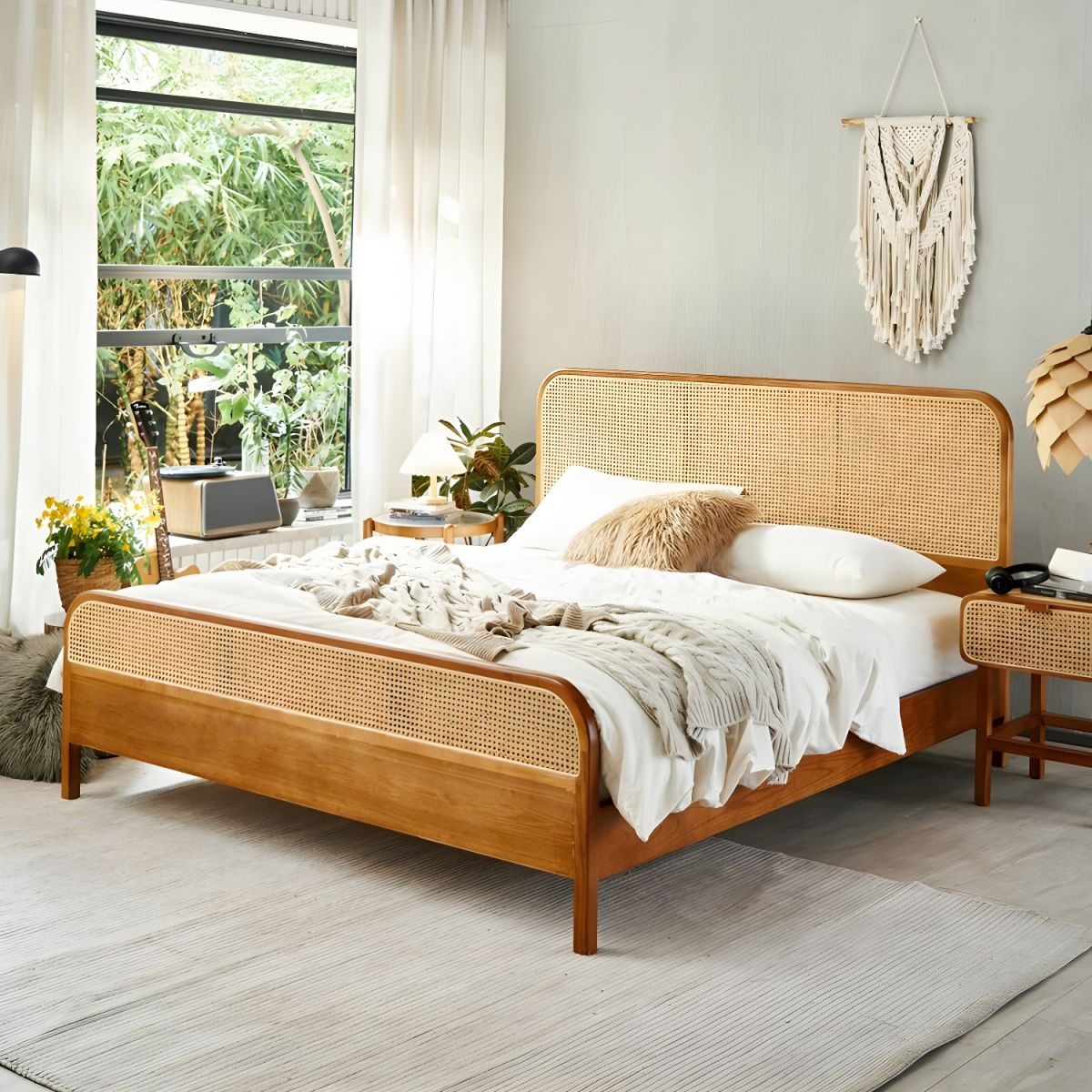 Tula Wooden Rattan Bed - Urban Ashram