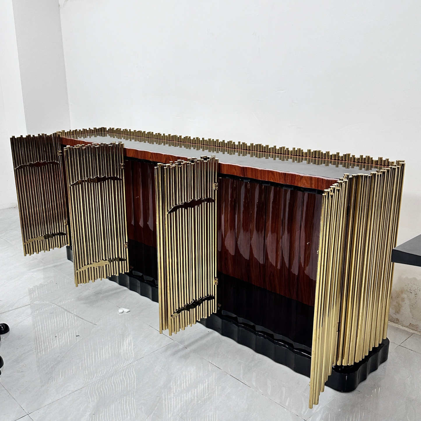 Symphony Contemporary Gold Plated Sideboard Cabinet Modern Luxury