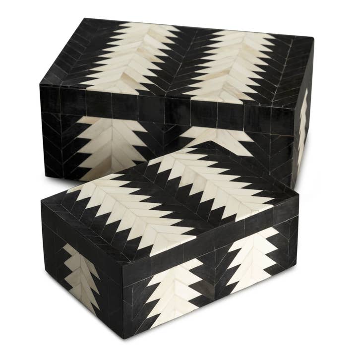 Set of 2 Wholesale Decorative Venota Boxes - Bone and Horn - Urban Ashram