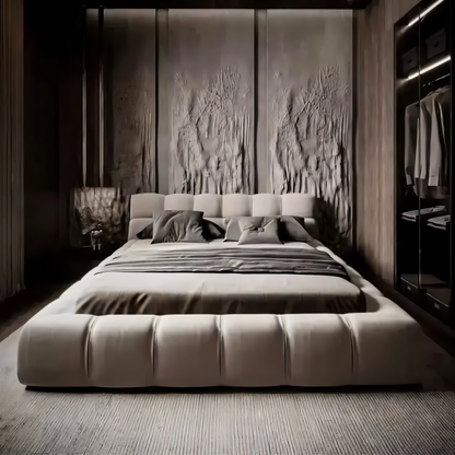 Modern Tufty Zen Bed - Upholstered Velvet - Urban Ashram