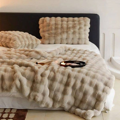 Luxurious Faux Rabbit Fur Throw Blanket - Urban Ashram