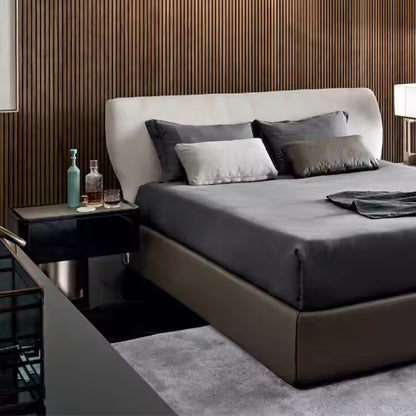 Noir Éclat Mid‑Century Wood & Stainless Steel Bedside Table - Urban Ashram