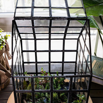 Lattice House Glass Terrarium Modern Greenhouse Planter - Urban Ashram