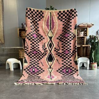 Handmade Moroccan Beni Ourain Wool Rug - Authentic Berber Carpet - Urban Ashram