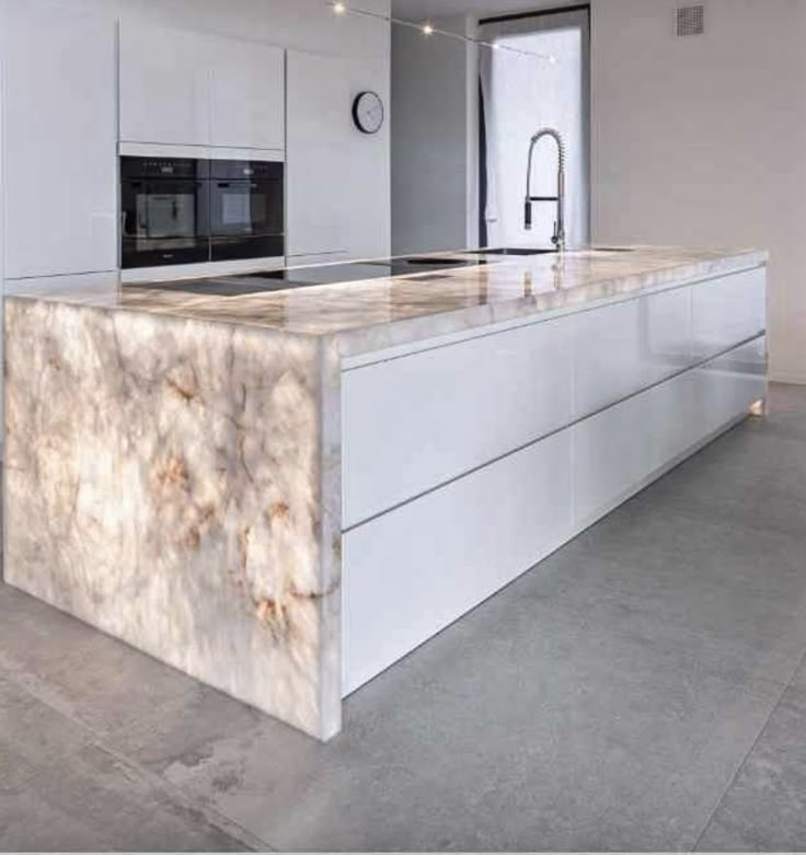 Multifunctional Luminous Jade Kitchen Island | Backlit Onyx Kitchen Island – Custom Luxury Stone Countertop with LED Illumination - Urban Ashram