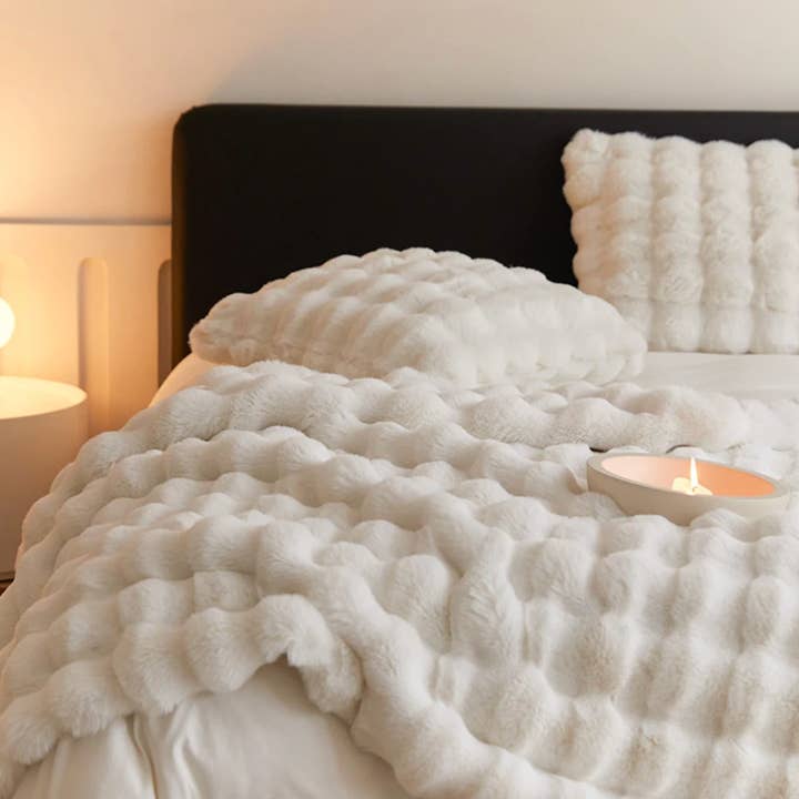 Luxurious Faux Rabbit Fur Throw Blanket - Urban Ashram