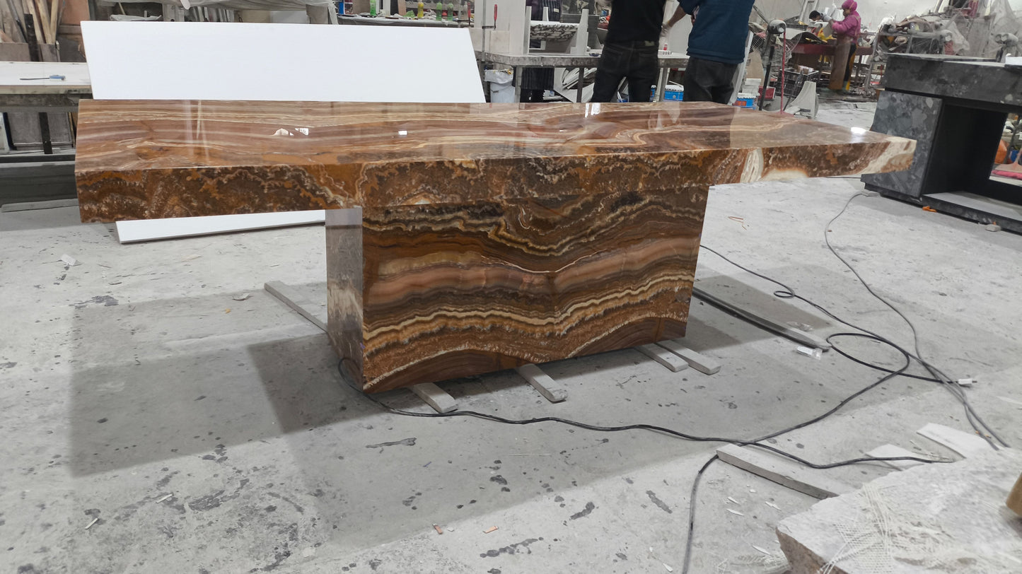 Luminaire Tiger Onyx Table with backlit LED Lighting – Luxury Statement Piece