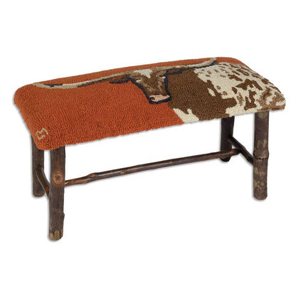 Wholesale Longhorn Hooked Wool Top Hickory Bench - Urban Ashram