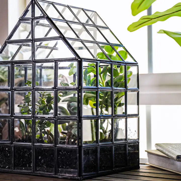 Lattice House Glass Terrarium Modern Greenhouse Planter - Urban Ashram