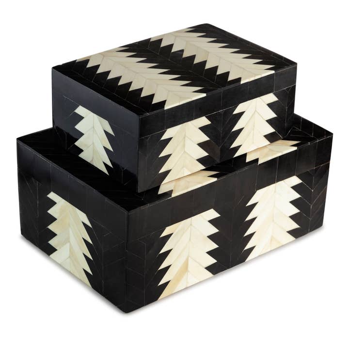 Set of 2 Wholesale Decorative Venota Boxes - Bone and Horn - Urban Ashram