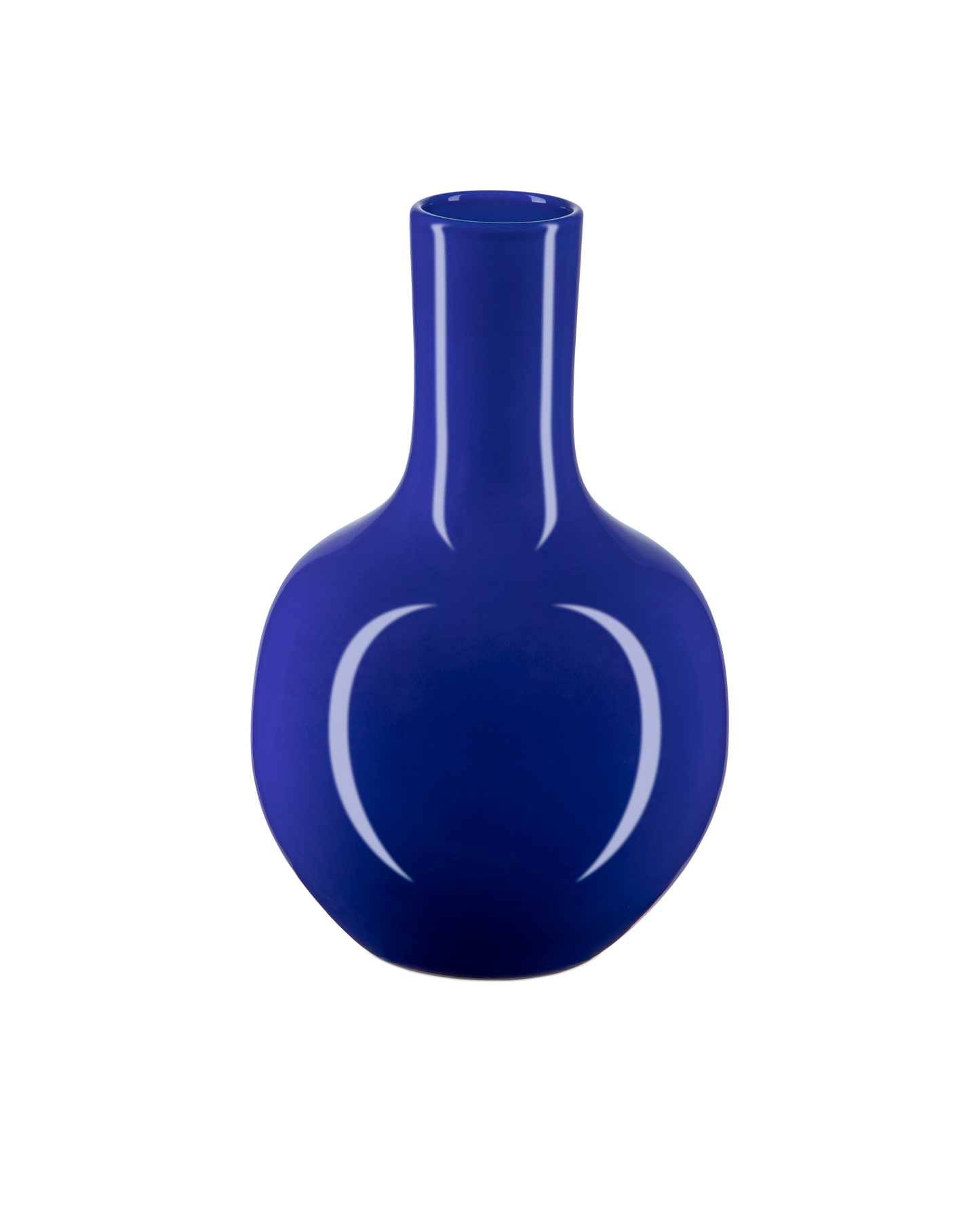 Ocean Blue Long Neck Vase - Elegant Tall Decorative Vase