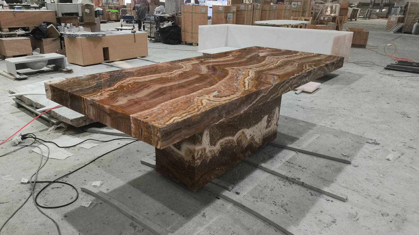 Luminaire Tiger Onyx Table with backlit LED Lighting – Luxury Statement Piece