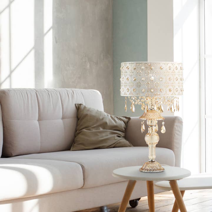 Wholesale 24"H Champagne Jeweled Table Lamp - Urban Ashram