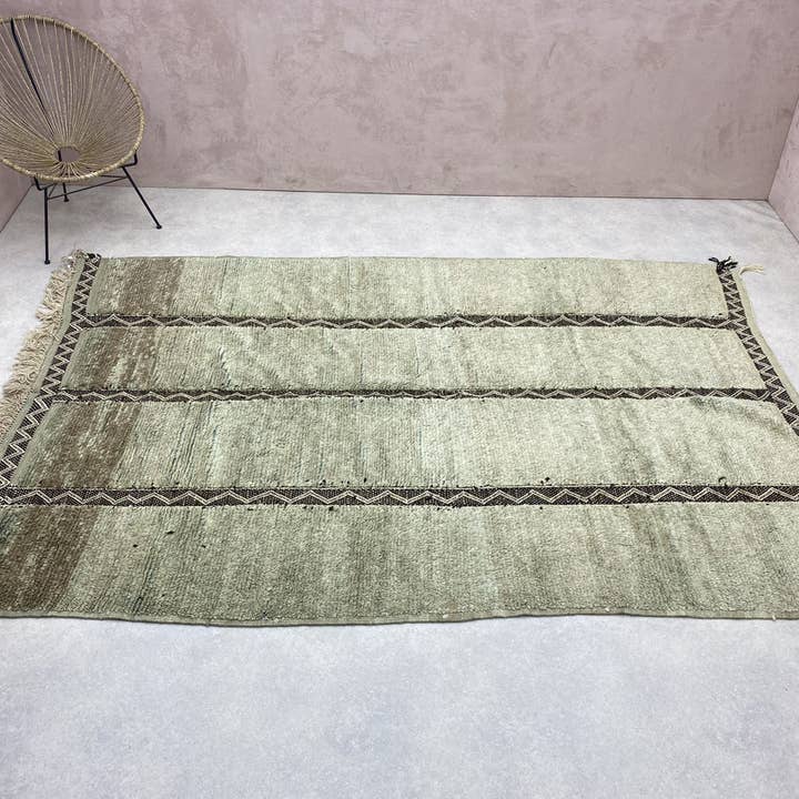 Handmade Black and White Wool Beni Ourain Rug - Urban Ashram