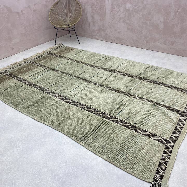 Handmade Black and White Wool Beni Ourain Rug - Urban Ashram