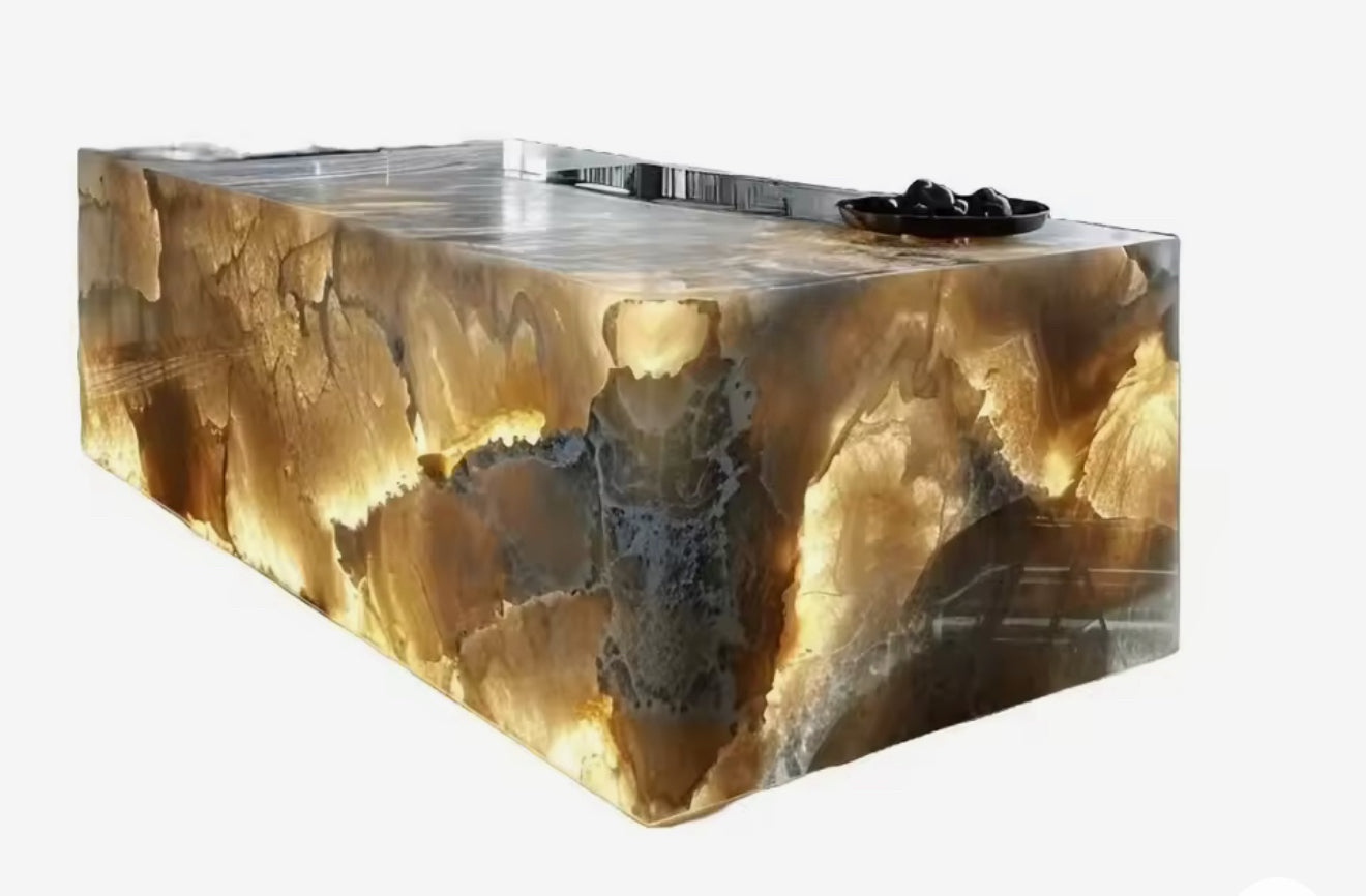 Multifunctional Luminous Jade Kitchen Island | Backlit Onyx Kitchen Island – Custom Luxury Stone Countertop with LED Illumination - Urban Ashram
