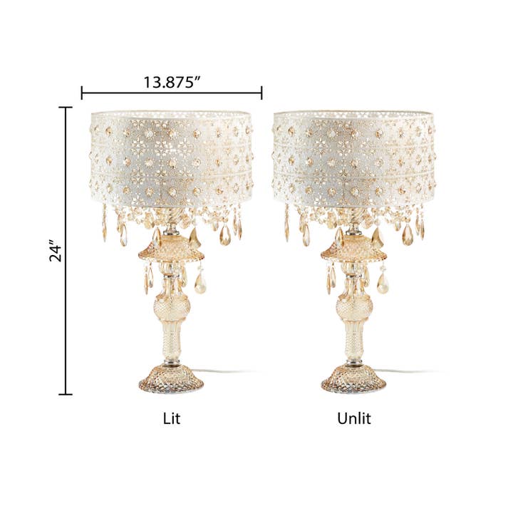 Wholesale 24"H Champagne Jeweled Table Lamp - Urban Ashram