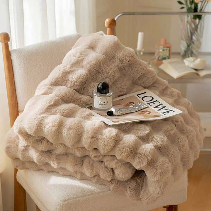 Luxurious Faux Rabbit Fur Throw Blanket - Urban Ashram