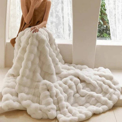Luxurious Faux Rabbit Fur Throw Blanket - Urban Ashram