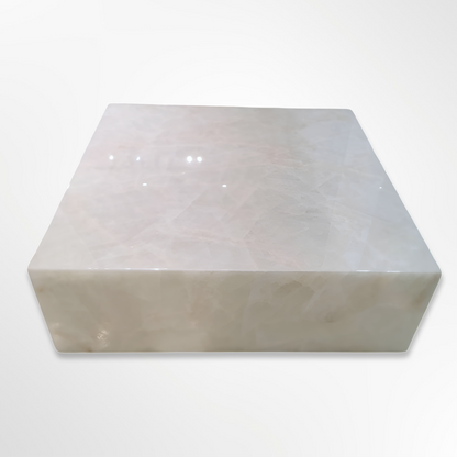 Radiant White Onyx Marble Coffee Table – Ambient Luxury Centerpiece