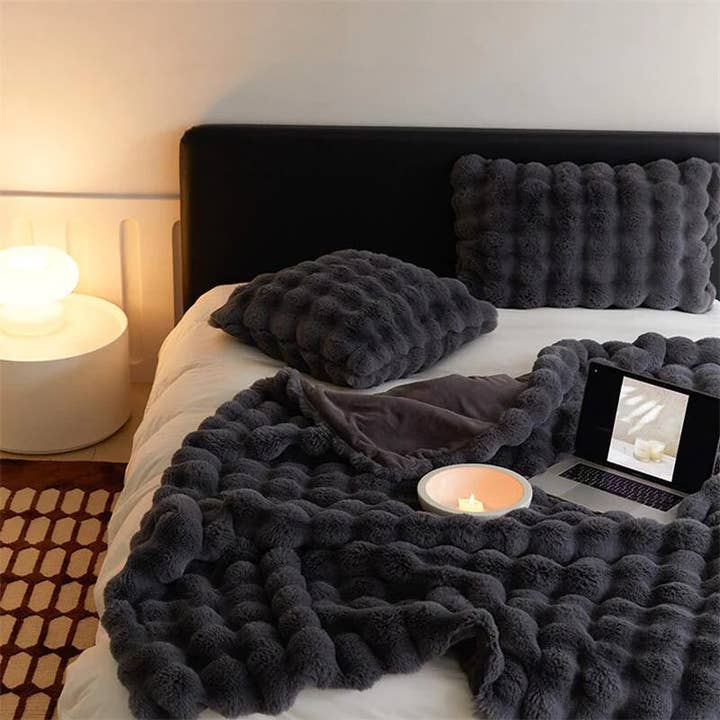Luxurious Faux Rabbit Fur Throw Blanket - Urban Ashram
