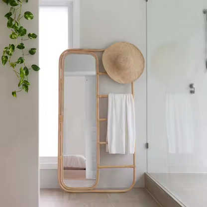 Ria Leaning Rattan Mirror - Urban Ashram