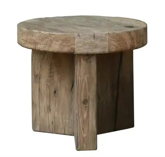 Antique Round Wood Tea Table - Urban Ashram Home