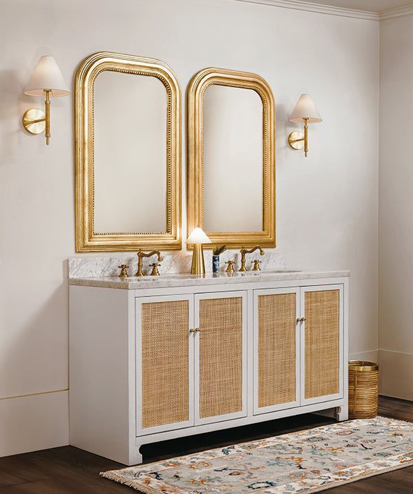 Bath Vanity With Cane Front Doors - Urban Ashram