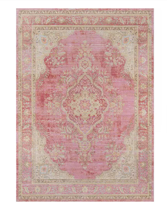 Elegant Pink Medallion Area Rug - Isabella Collection by Momeni - Urban Ashram