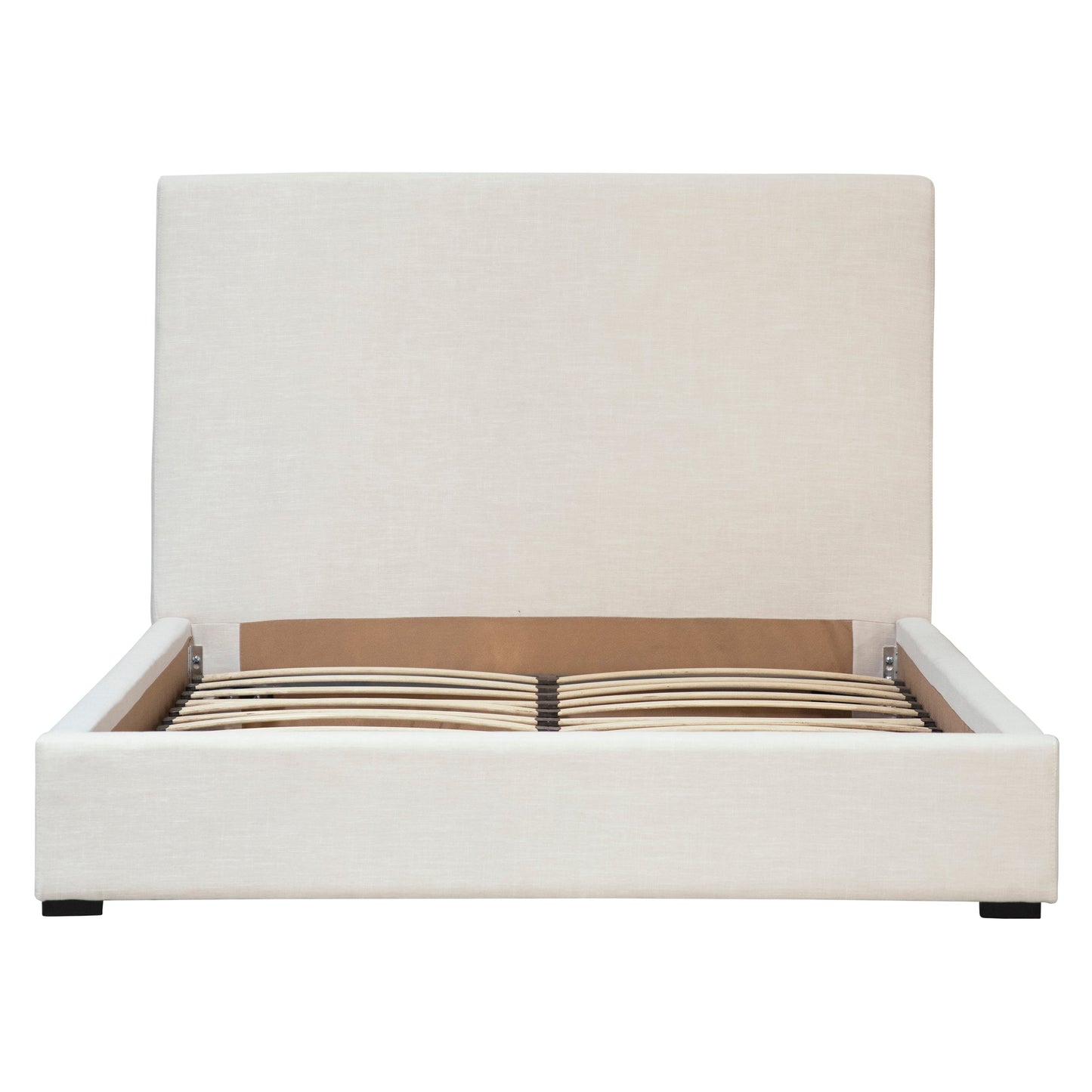 Colton Serene White Linen Upholstered Panel Platform Bed