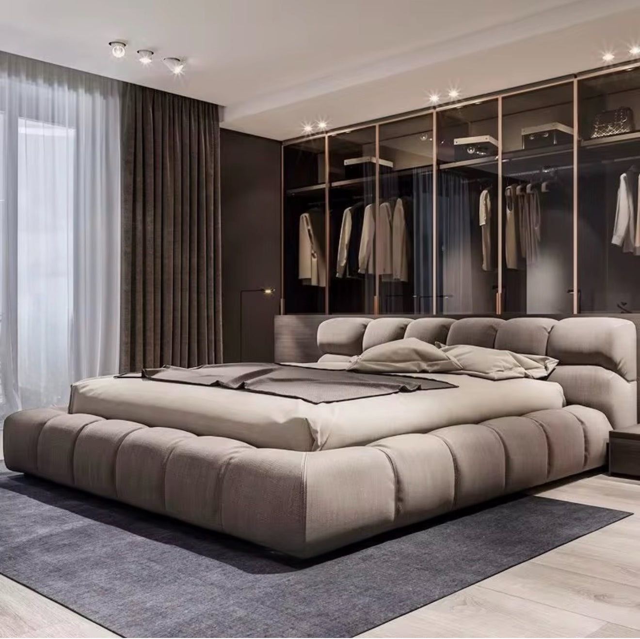 Modern Tufty Zen Bed - Upholstered Linen - Urban Ashram