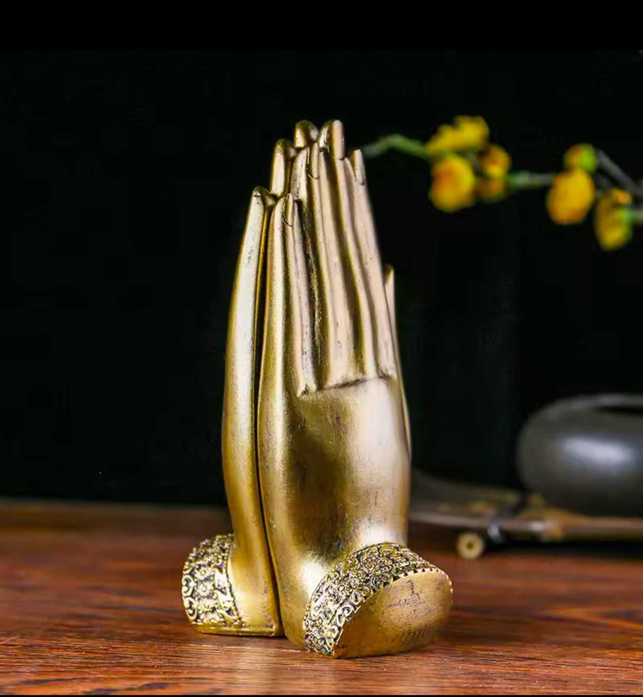 Sandstone Buddha Praying Hands - Urban Ashram