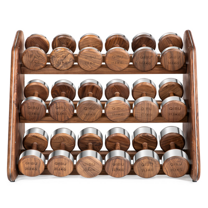 RĪTUAL Complete Wooden Dumbbell Set with Sculptural Storage Rack
