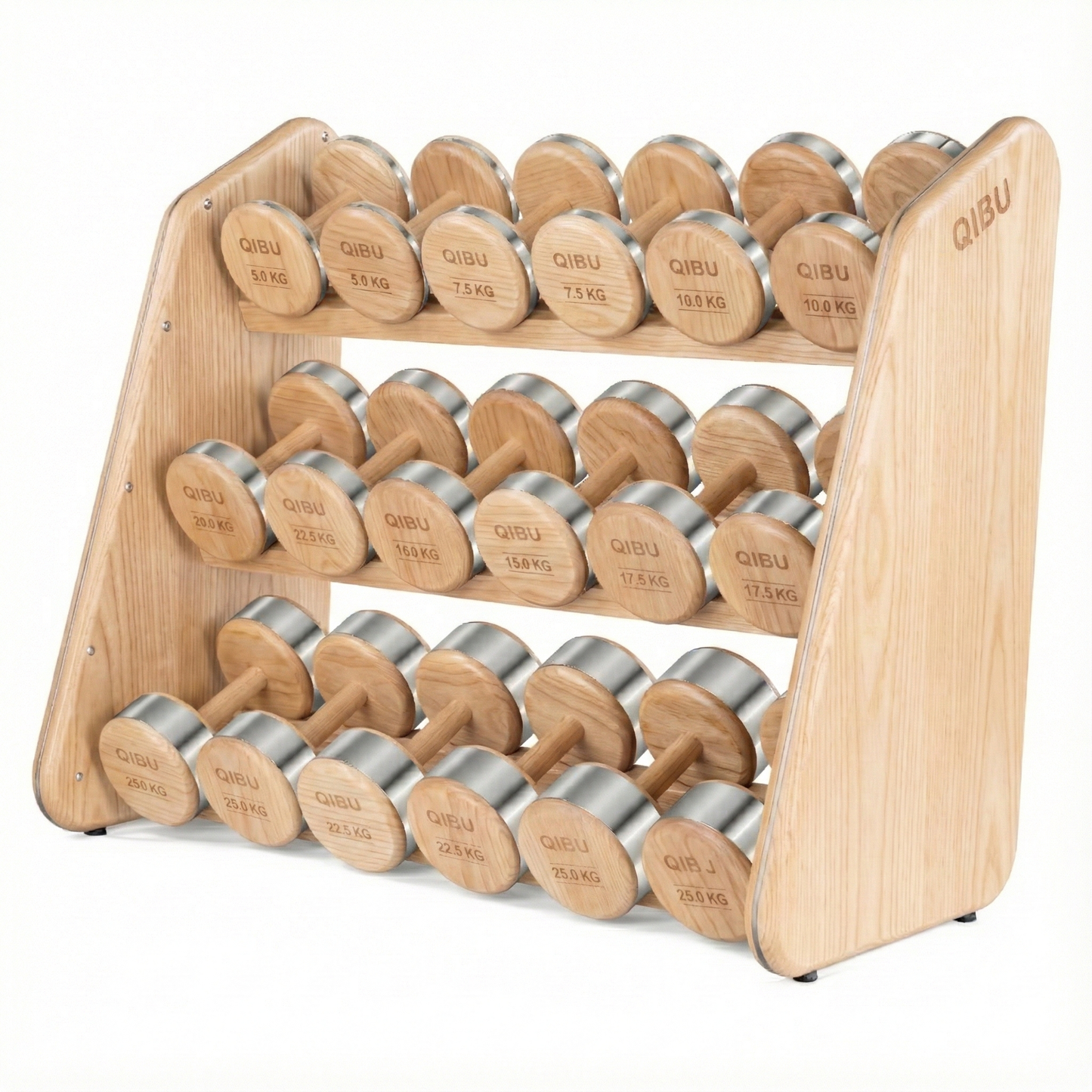 RĪTUAL Complete Wooden Dumbbell Set with Sculptural Storage Rack