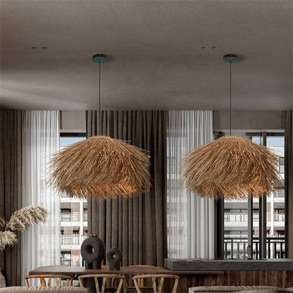 Kumo Wabi-Sabi Woven Rattan Pendant Light | Handcrafted Japanese-Style Chandelier - Urban Ashram