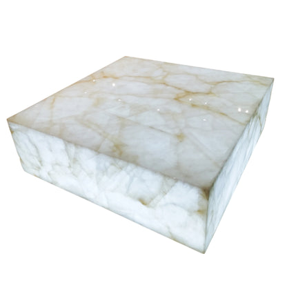 Radiant White Onyx Marble Coffee Table – Ambient Luxury Centerpiece