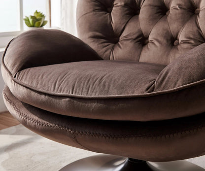 Edwin Velvet Swivel Lounge Chair and Ottoman - Urban Ashram