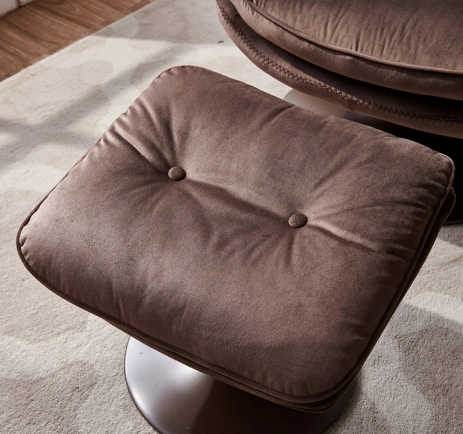 Edwin Velvet Swivel Lounge Chair and Ottoman - Urban Ashram