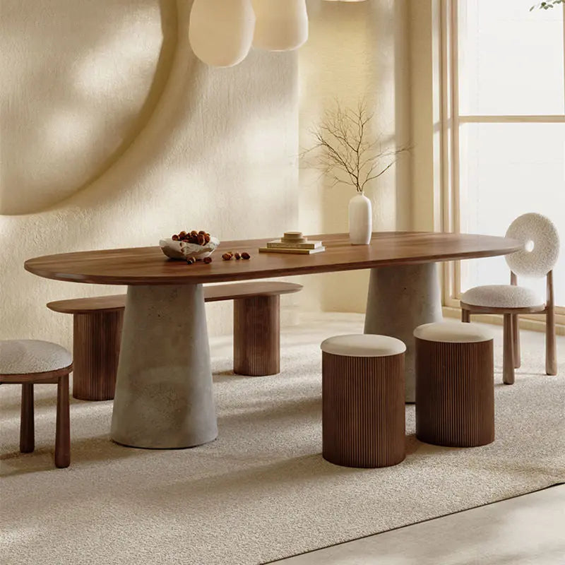 Duke Concrete and Wood Dining Table - Urban Ashram