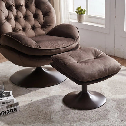 Edwin Velvet Swivel Lounge Chair and Ottoman - Urban Ashram