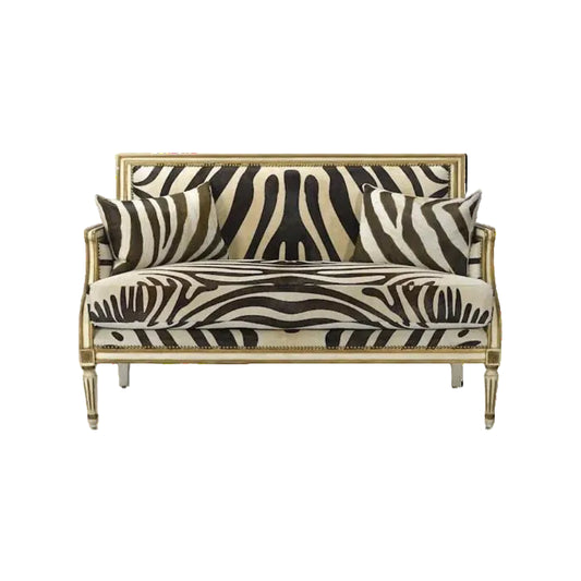 Louis XVI Giltwood Settee with Zebra Upholstery - Urban Ashram