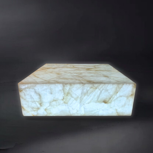 Radiant White Onyx Marble Coffee Table – Ambient Luxury Centerpiece