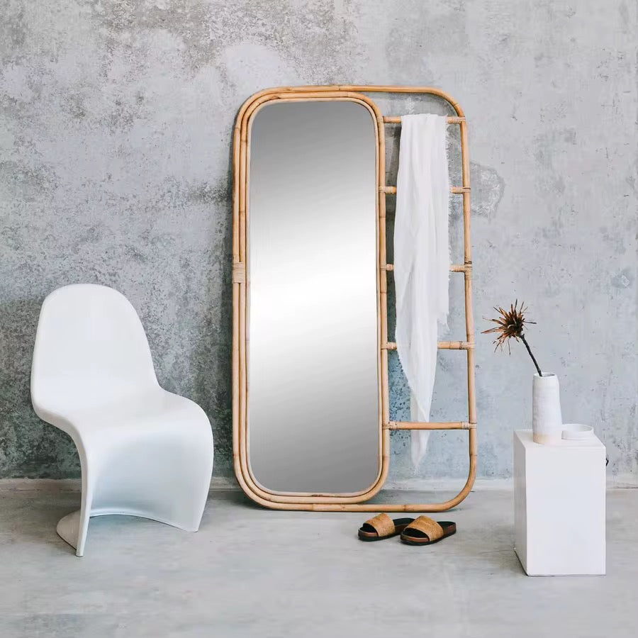 Ria Leaning Rattan Mirror - Urban Ashram