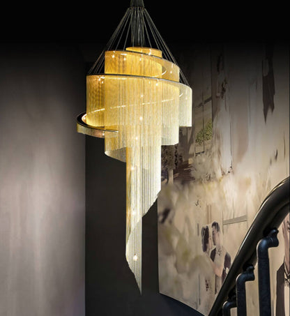 Scandinavian Postmodern Spiral Chandelier