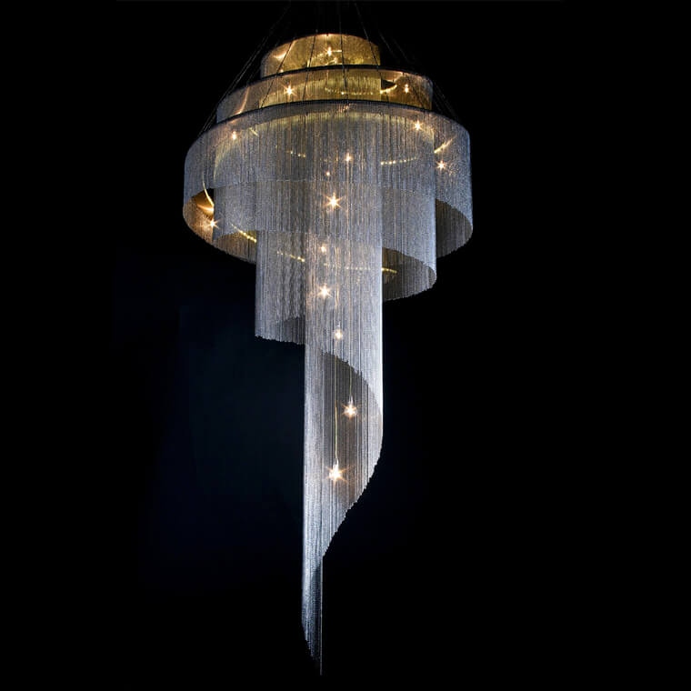 Scandinavian Postmodern Spiral Chandelier