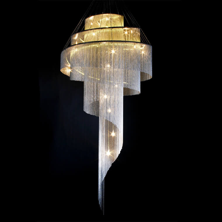 Scandinavian Postmodern Spiral Chandelier
